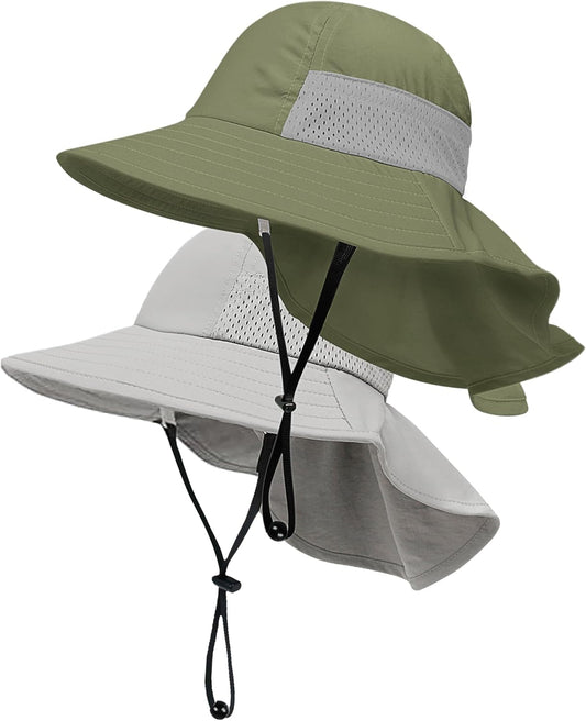 Toddler Baby Sun Hat Kids Summer UPF 50+ for Boys Girls Adjustable Beach Hats with Bucket Wide Brim Age 1-7 Years