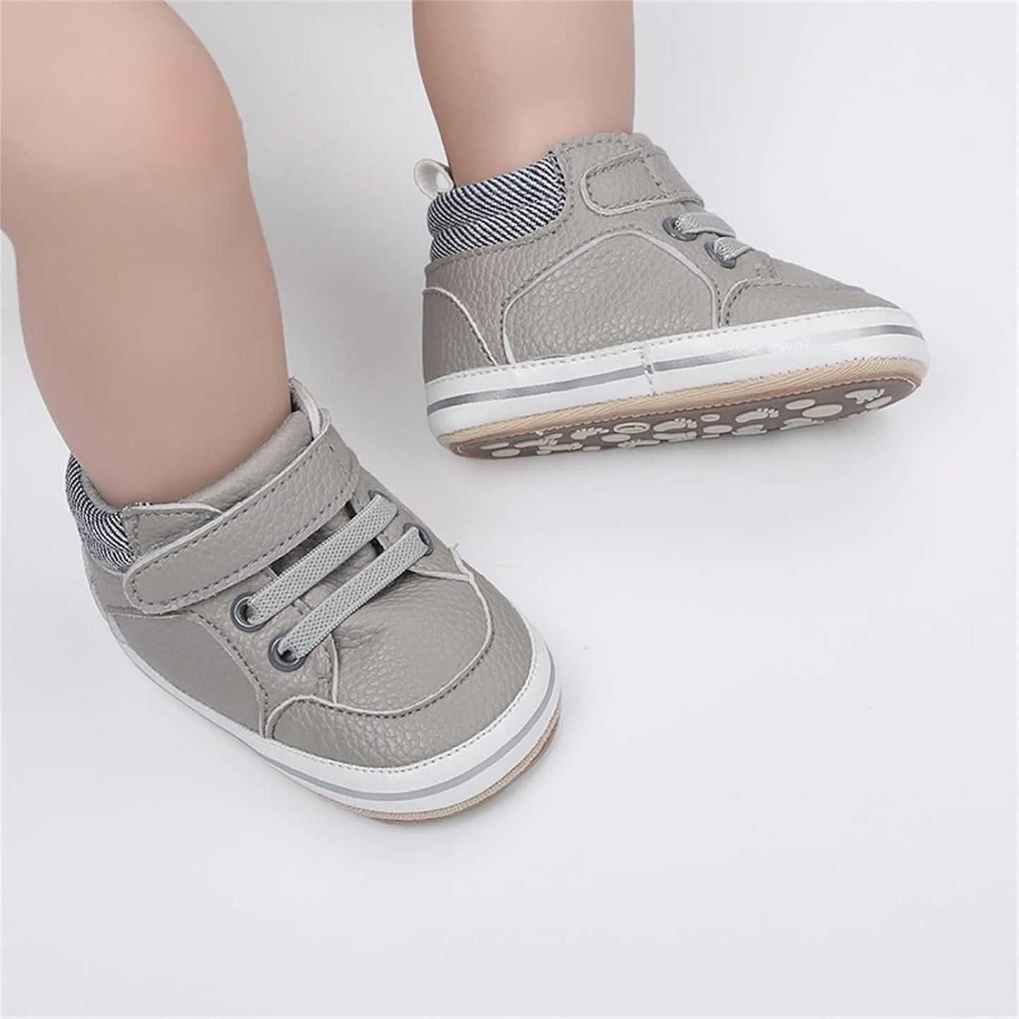 SOFMUO Baby Boys Girls High Top Ankle PU Leather Sneakers Soft Rubber Sole Infant Moccasins Newborn Oxford Loafers Anti-Slip Toddler Wedding Uniform Dress Shoes