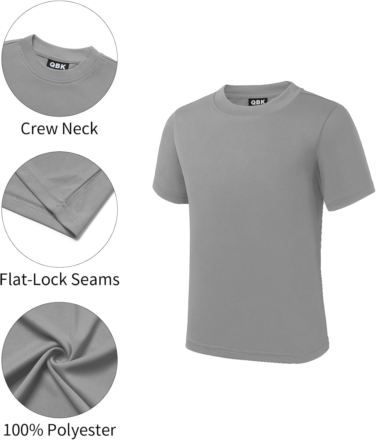 QBK 2T to Youth Neon Shirt Kids UPF 50+ Dry Fit Athletic Short Sleeve Rash Guard T Shirts for Boys Girls Sports Undershirt