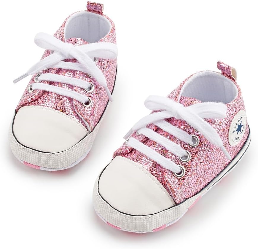 Unisex Baby Girls Boys Canvas High-top Shoes, Newborn Infant Anti-Slip Soft Sole Frist Walking Breathable Sneakers