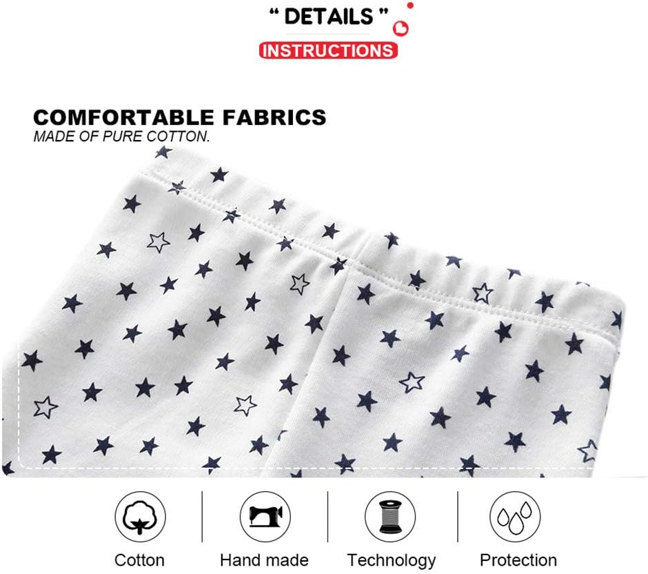 Unisex Newborn Baby Cotton 4-Pack Pants Embroidery Pringting Casual Leggings 0-24 Months for Boys and Girls