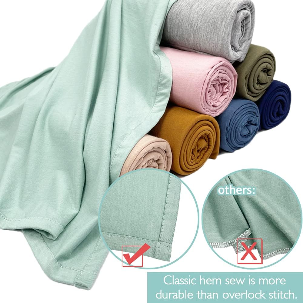 OWLOWLA Swaddle Blanket and Hat Set Newborn Swaddle Wrap Baby Receiving Blanket for Baby Boys Girls(Navy)