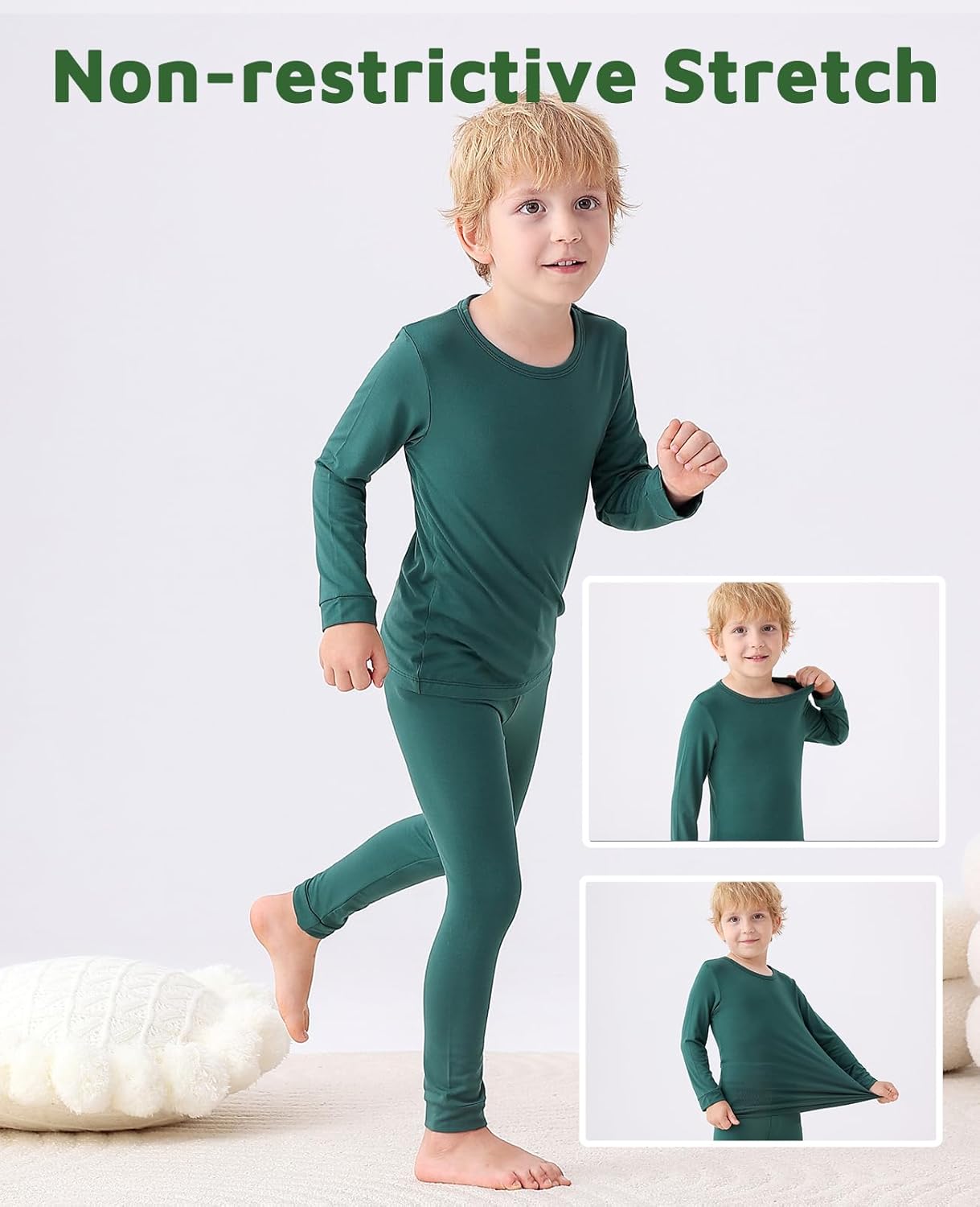 JunNeng Bamboo Viscose Pajamas for Toddler Baby, Boys Girls Solid Snug Fit Pajamas Long Sleeve Sleeper
