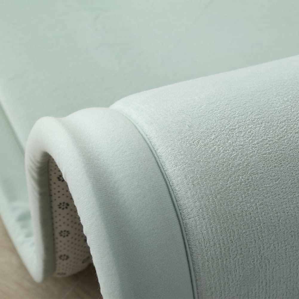 Loartee Coral Velvet Crawling Rugs (4'11"x4'11", Light Green) for Toddler Children Play Area Rugs Yoga Mat Exercise Pads Carpet