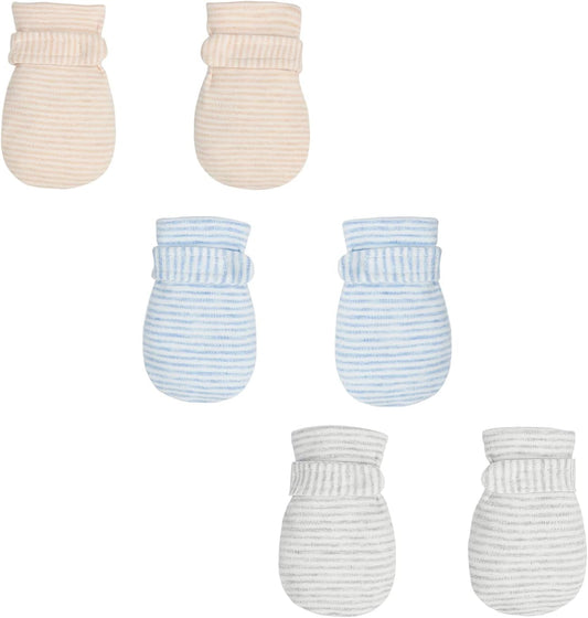 Newborn Baby No Scratch Mittens Stay On, 100% Cotton Breathable, Adjustable Infant Gloves for Baby Boys Girls Mittens