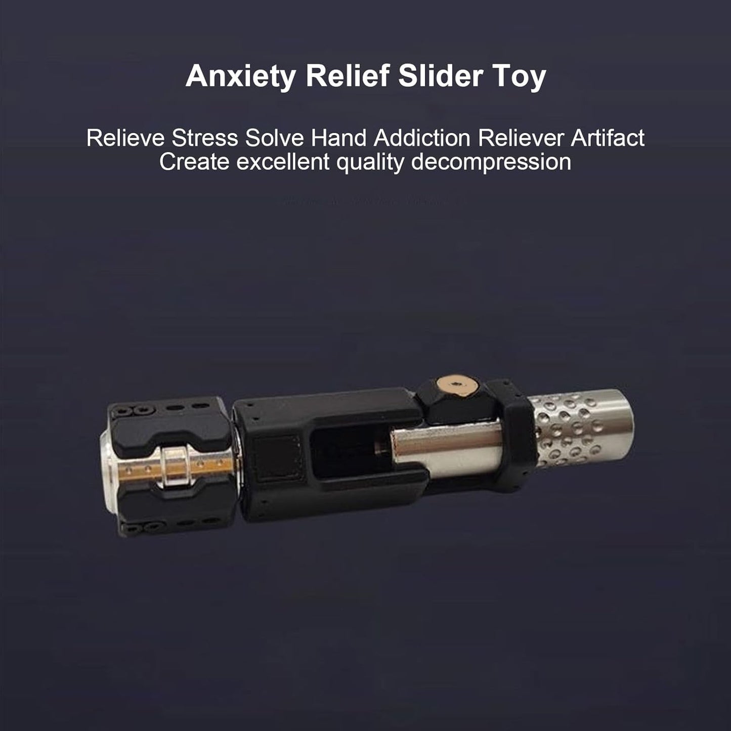 Fidget Slider Toy, 5 Stage Push 2 Stage Slide Toys, Ratchet Clik Fidget Toys Slider Black Metal Fidget Toy Fidget Rotating Slider Toy