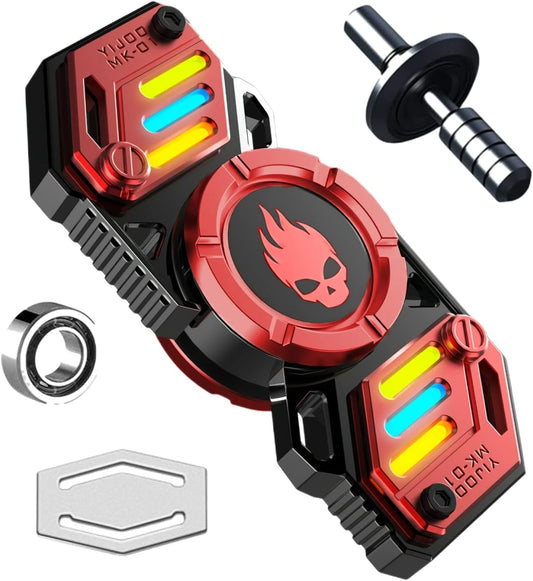 Fidget Spinner, Colorful Glow in The Dark, High Speed and Silence, Cool Metal Mechanical Gear Shape Design with Skull Symbol, Anti-Anxiety and Stress Release for Kids and Adults