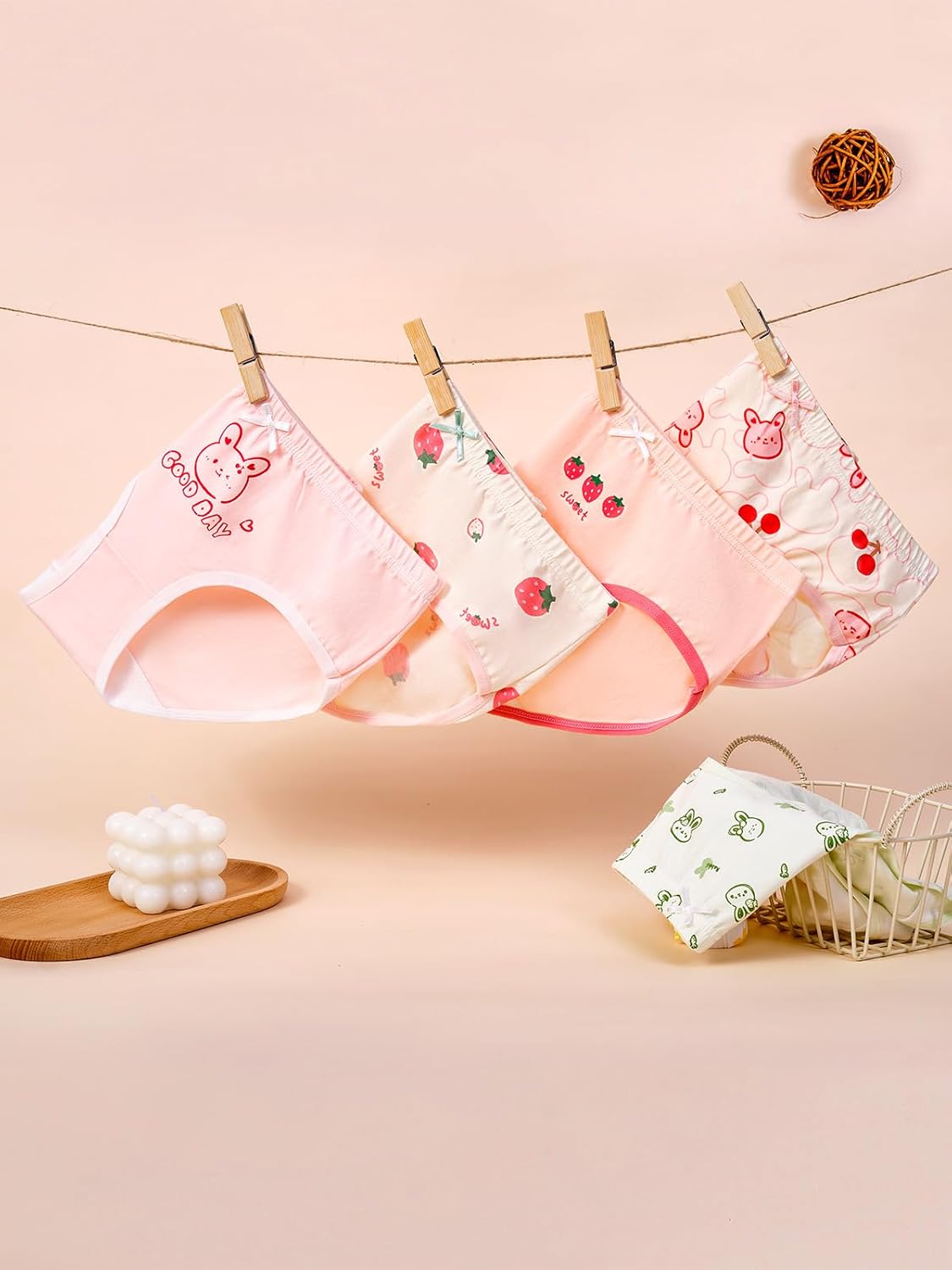 Haloumoning Girls Underwear Soft Cotton Underwear Toddler Girls Briefs Kids Comfy Panties,4-pack