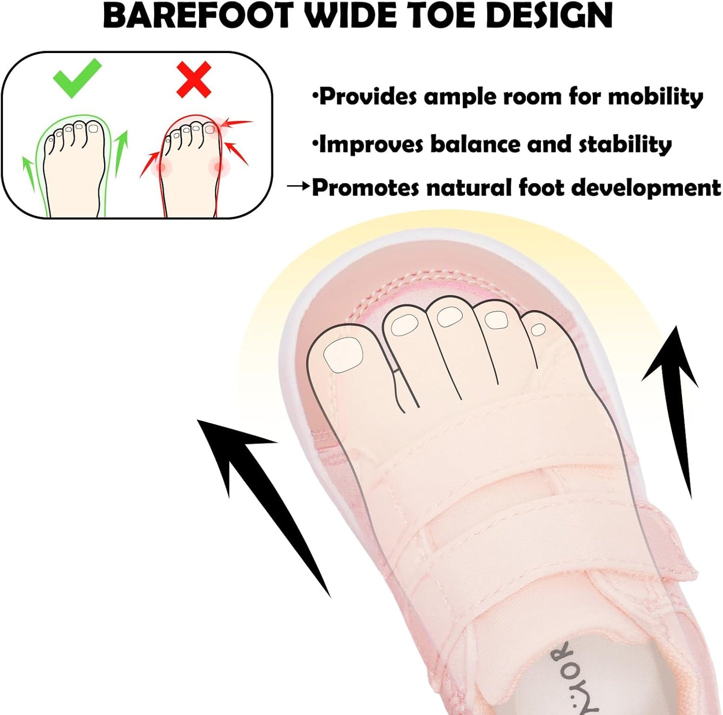 MORENDL Wide Toe Box Shoes Toddler Barefoot Shoes Baby Walking Shoe Boy Girl Non-Slip Zero Drop Minimalist Sneakers Comfort Tennis Outdoor Activities