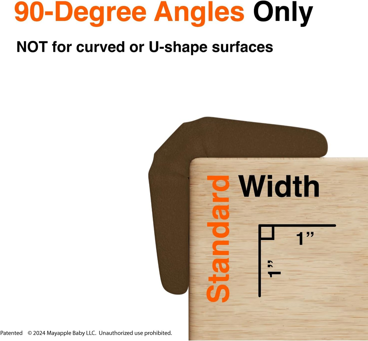 Roving Cove PreFit (Classic) Furniture Edge Corner Protector (Standard 15ft Edge 4 Corners), Baby Proofing Bumper Guards, Coffee Brown, Pre-Taped, for Straight Smooth Surfaces