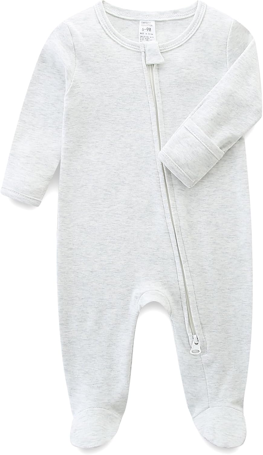 Baby Romper 100% Organic Cotton Pajamas One Piece Long Sleeve Zipper Footie Onesie for 0~12M Baby