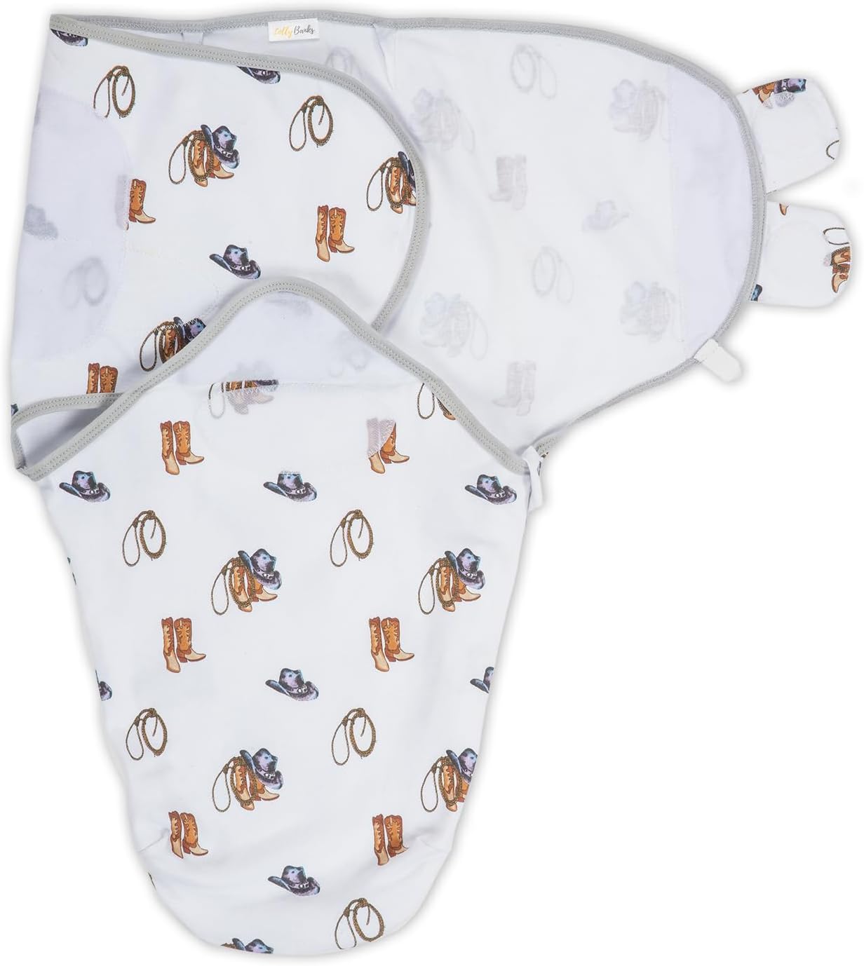 LollyBanks 100% Organic Cotton Baby Boy Essentials Swaddles 3-6 Months, Newborn Swaddle with Easy Change Zipper, Western Baby Swaddle Blanket Wrap (Cowboy Print)