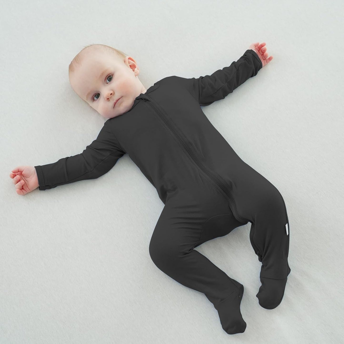 Baby Bamboo Rayon Romper Infant Footies Long Sleeve Double Zipper Outfits 2-Pack One-Piece Jumpsuits