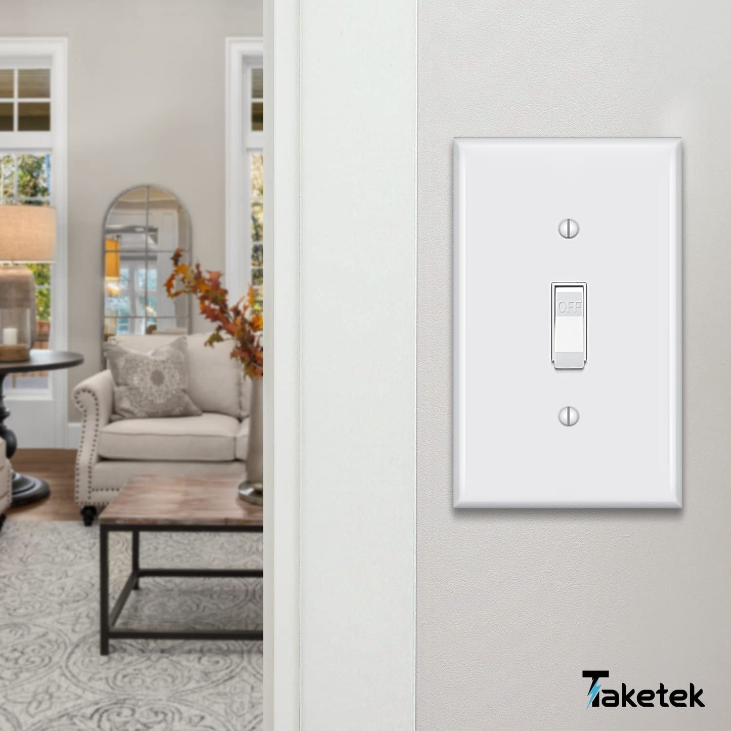 Toggle Light Switch Covers, Electric Light Switch Plates, Single Switch Plate Covers, Electrical Lightswitch cover plate, Wall Plates for Light Switches, Standard Size 1 Gang, White, 10 Pack