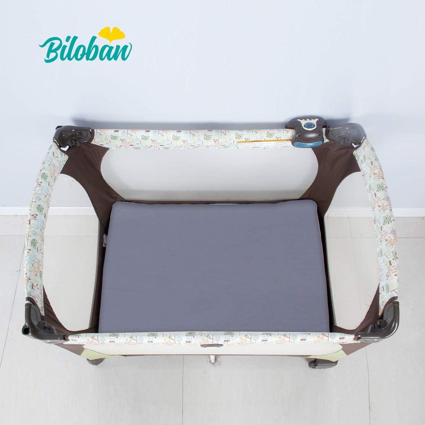 Pack and Play Sheets and Waterproof Pack n Play Mattress Protector Pad Cover 4 Pack Set, Ultra Soft Pack n Play Mattresses Sheets Compatible with Graco Pack n Play, Grey&White