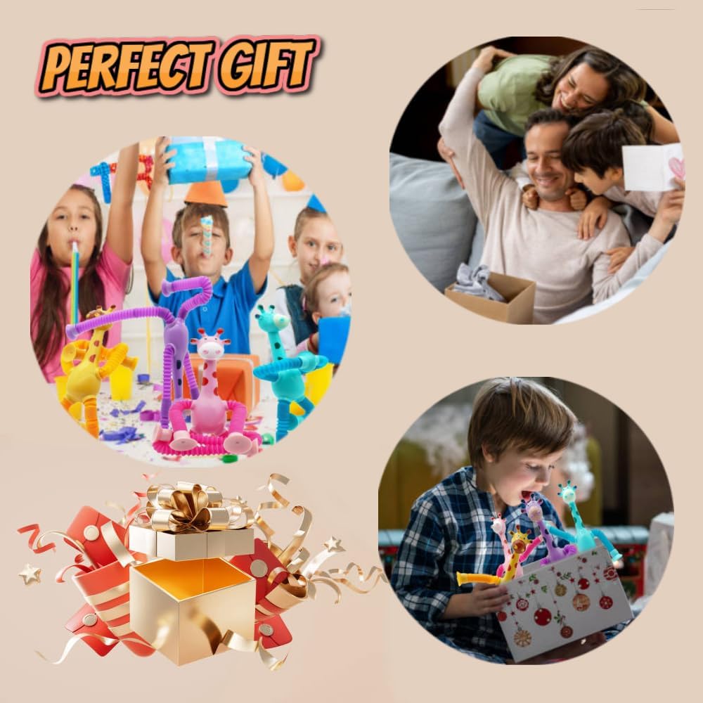 24PCS Telescopic Suction Cup Giraffe Toy,pop Tubes,Toys for Kids,Toddler Travel Toys,Toddler Sensory Toys,figette Toys,Fidget Toys for Kids,Treasure Box prizes,Small Toys for Kids prizes