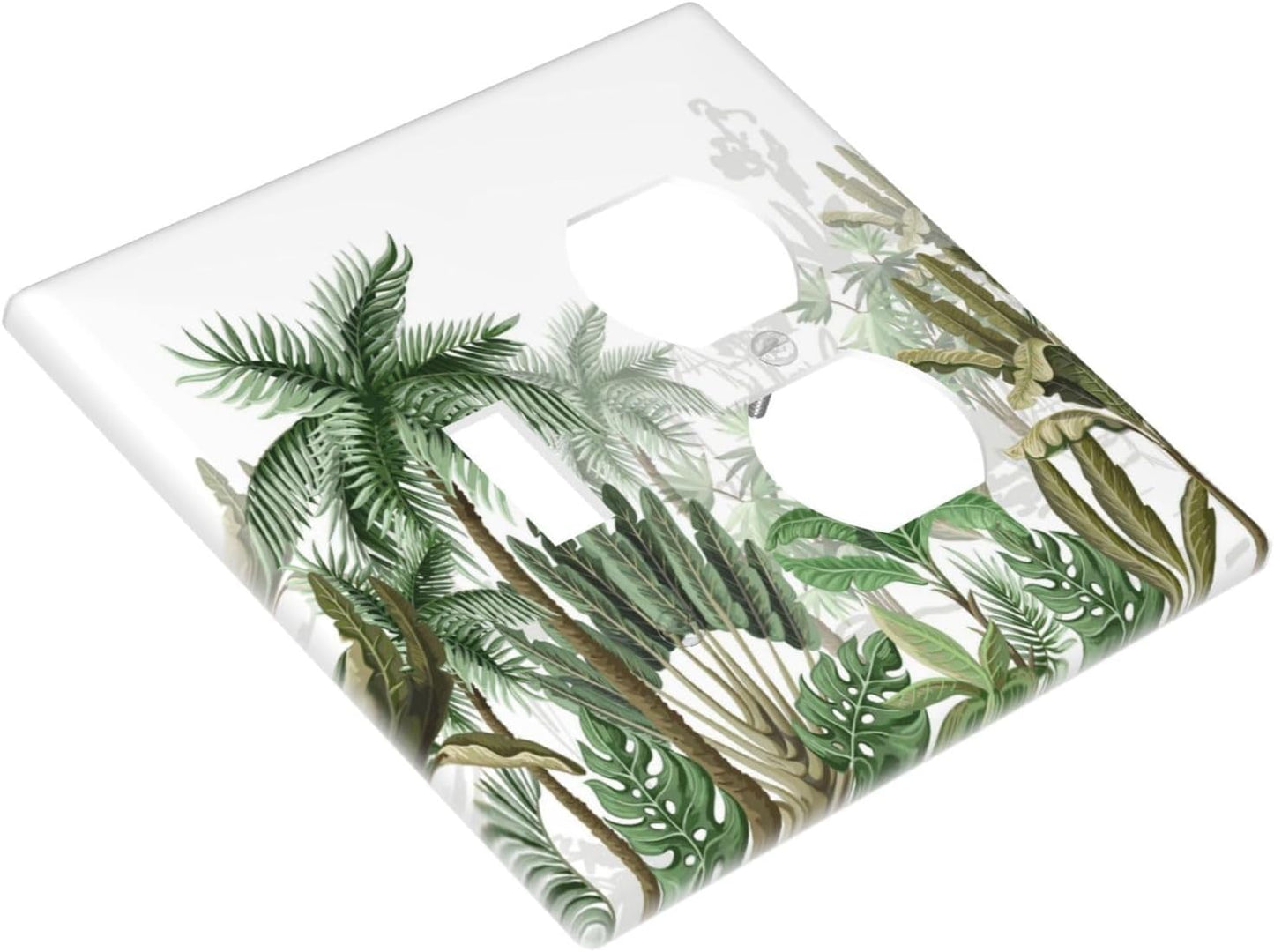 Palm Tree Banana Leaf Green Rainforest Natural Landscape Wallplates 1 Toggle 1 Duplex Switch Plate Electrical GFCI Faceplate Decorative Light Switch Covers for Bed Room Living Room Decor