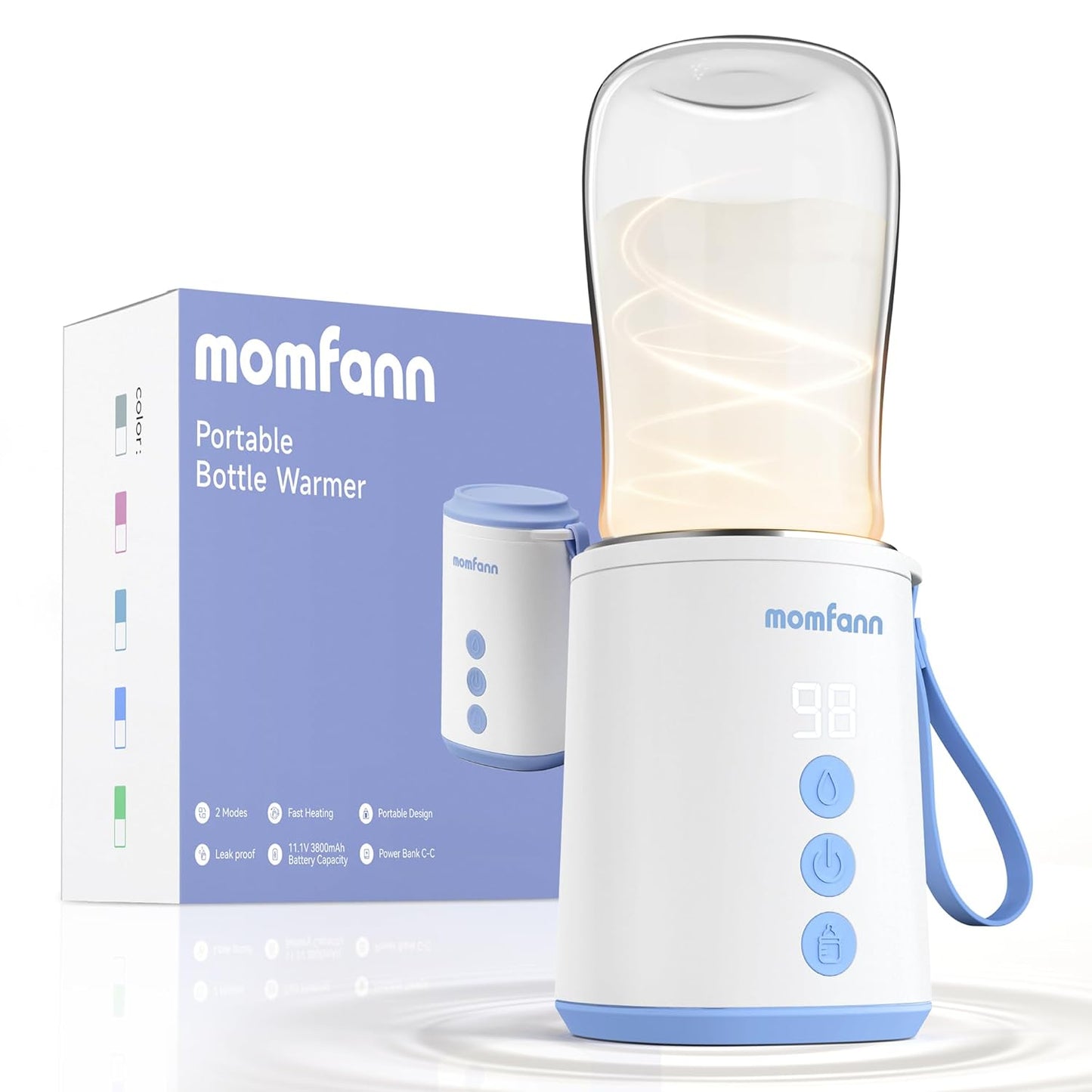 Portable Bottle Warmer, Travel Baby Bottle Warmer for Breastmilk On The Go, Leak-Proof, 2 Modes Fast Heating