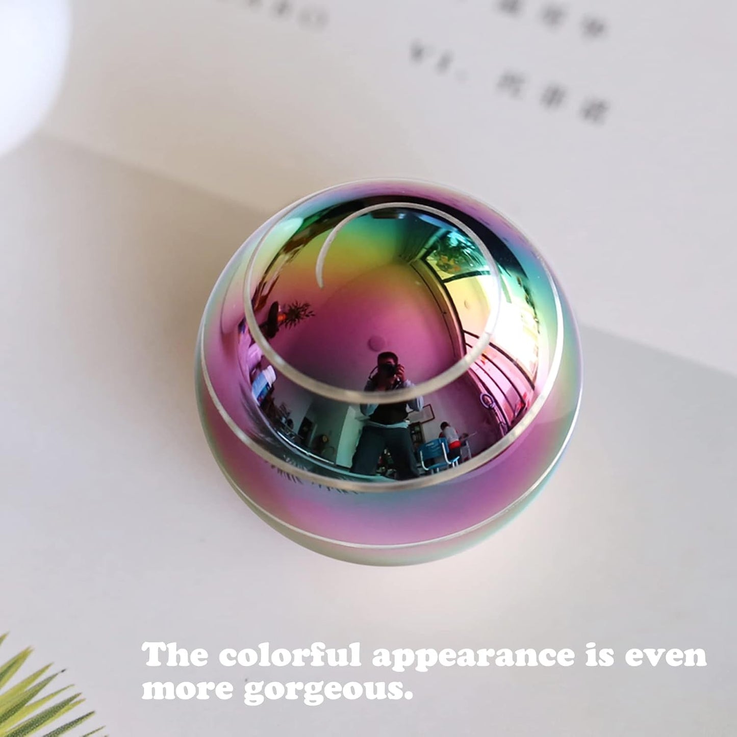Metal Kinetic Desk Toy, Optical Illusion Fidget Spinning Top MulColorful Ball, Unique Executive Stress Relief Gift for Adults