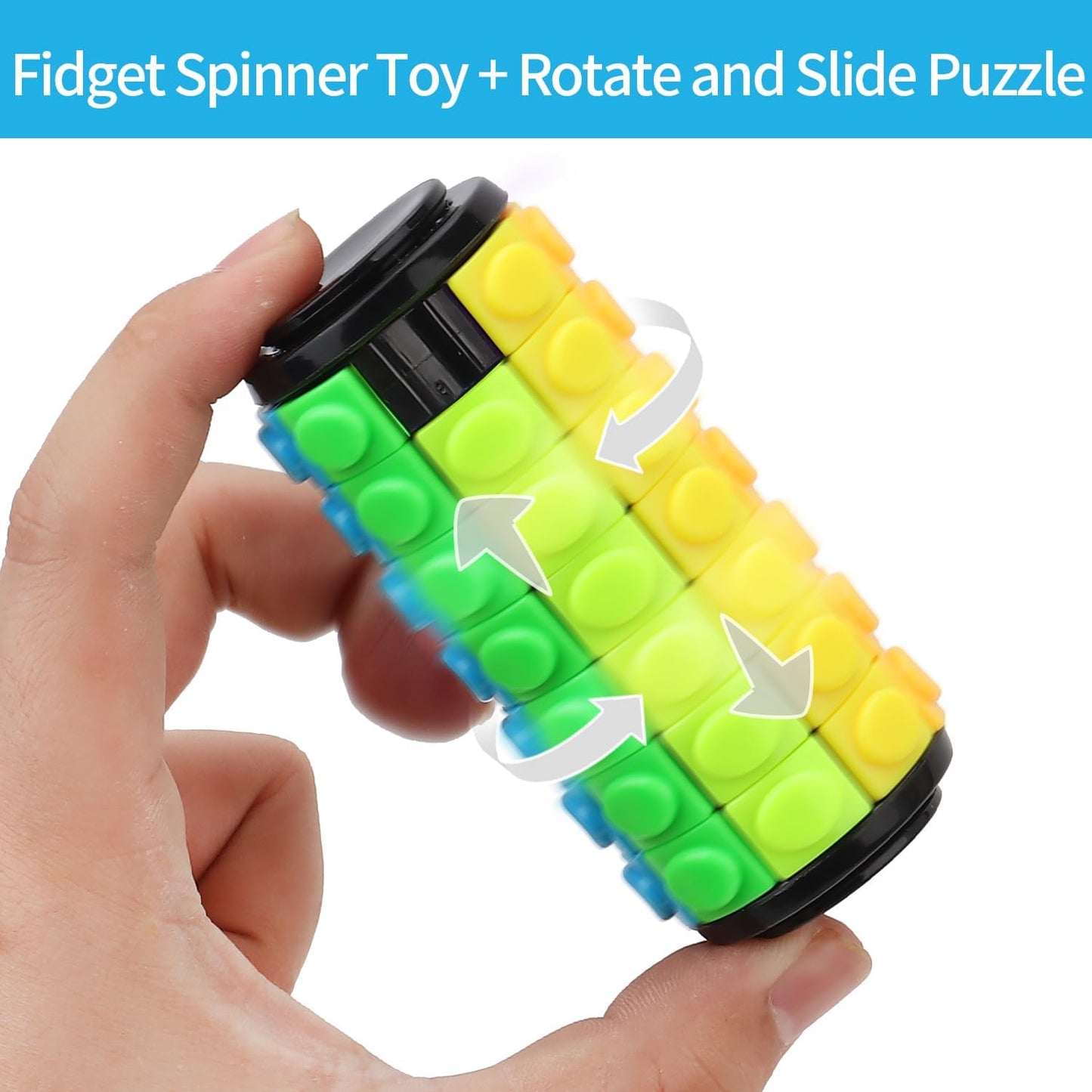 Rotate and Slide Puzzle, Finger Spinner Puzzle, Fidget Toys, Decompression Toy, 8 Colors,7 Layers, Educational Sensory Toy for Kids Adults (8 Colors X (4 Layers + 8 Layers))