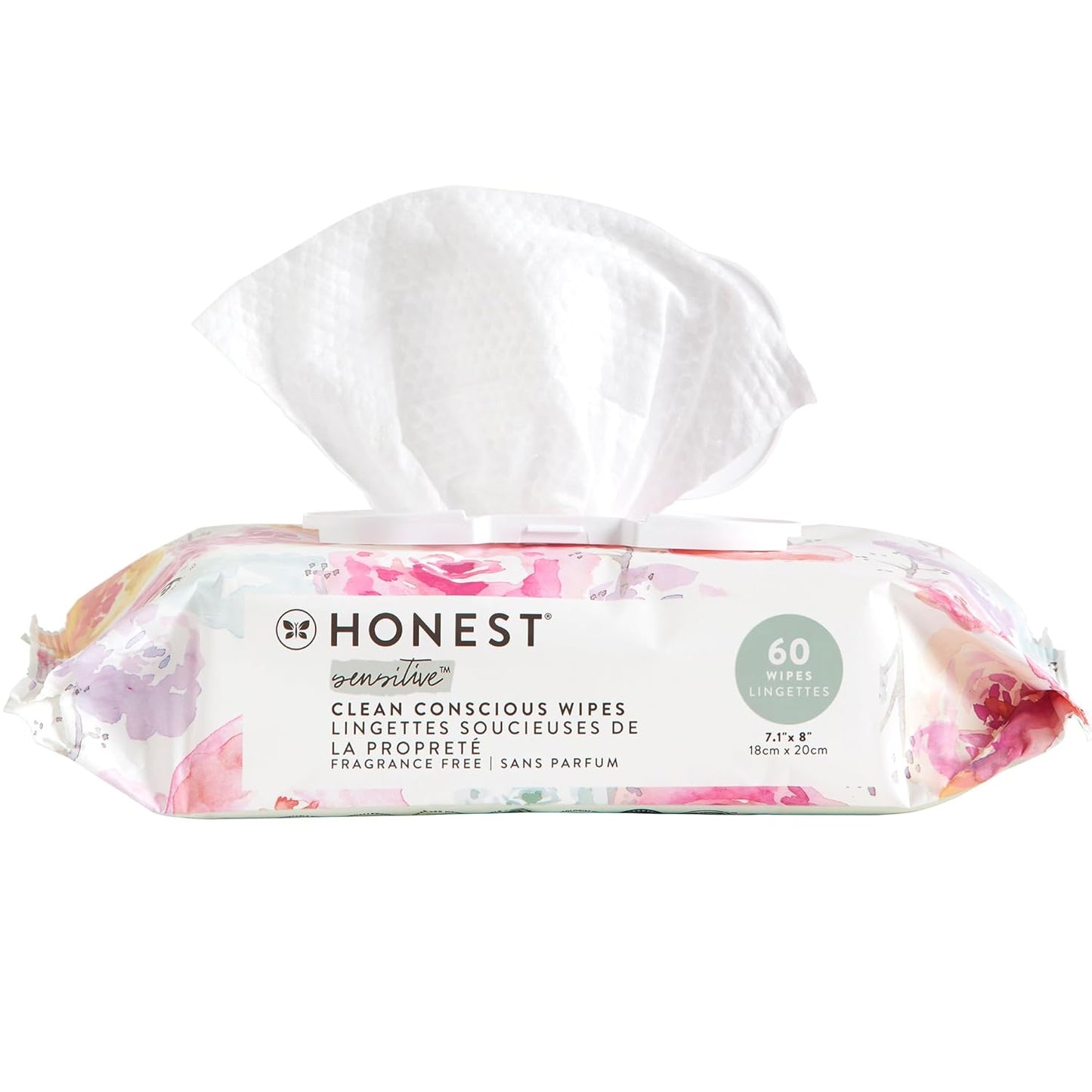 The Honest Company Clean Conscious Multi-Use Wipes | Hypoallergenic + Unscented for Sensitive Skin | Over 99% Water, Compostable, Plant Based, Baby Wipes | Rose Blossom, 60 Count