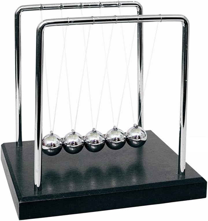 PowerTRC Newtons Cradle Balance Balls 7 1/4" | Science Physics Gadget | Desk Toys & Accessories