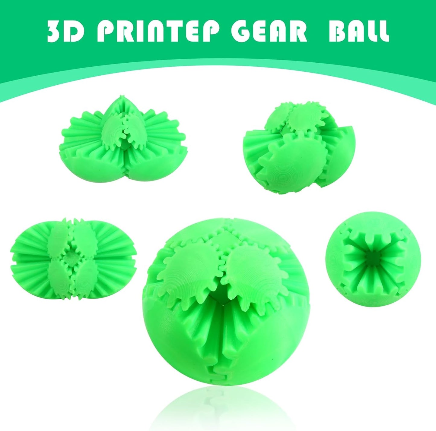 MerryXD Gear Ball Fidget Toy,GearSphere Desk 3D Printed Perfect for Stress and Anxiety Relaxing Fidget Toy Gear Fidget Sphere Activity Gear Ball for Adults Grow in The Dark Green