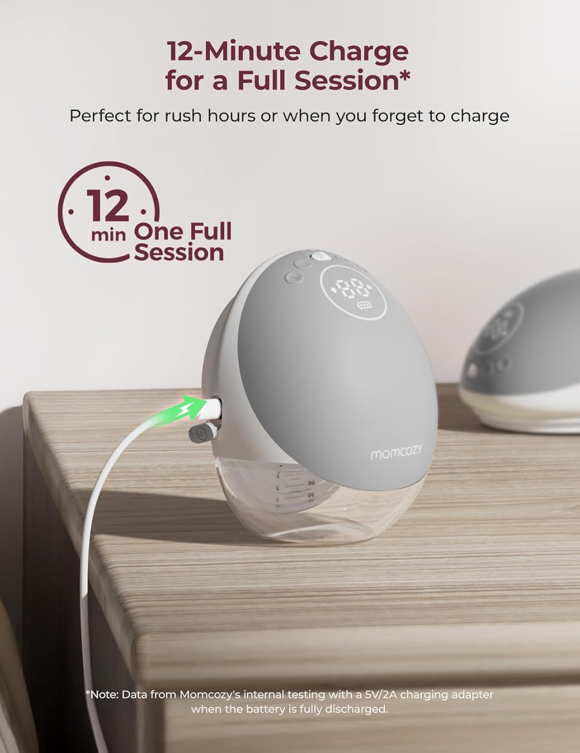 Momcozy Breast Pump Hands Free Upgraded Mobile Flow | M9, App Discreet Control with Personalized Multi-Modes & 15 Levels, Wearable Breast Pump 24mm, 2 Pack Gray