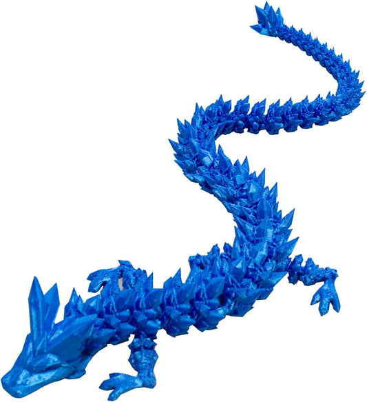 Dragon Eggs with Dragon Inside, 16.5 Inch Large 3D Printed Dragon Egg Articulated Dragon Crystal Dragon Executive Desk Toys Fidget Toy for Autism/ADHD (Blue, only dragon)