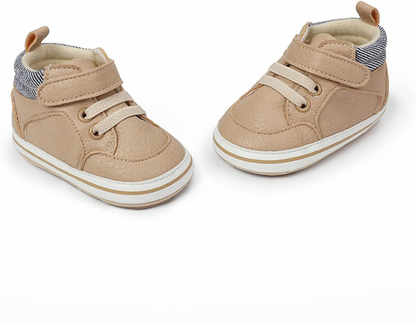 SOFMUO Baby Boys Girls High Top Ankle PU Leather Sneakers Soft Rubber Sole Infant Moccasins Newborn Oxford Loafers Anti-Slip Toddler Wedding Uniform Dress Shoes