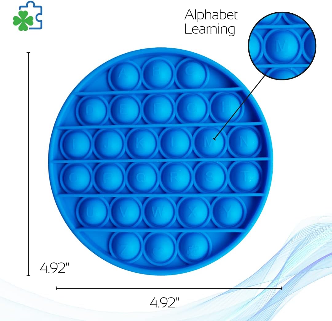 LakiKid Fidget Toys Fidget Pack - Educational Alphabet Fidget Poppers for Focus & Stress Relief – Durable, Quiet Silicone Push Pop Bubble Toys - Use It as Sensory Learning Toy for Kids & Adults