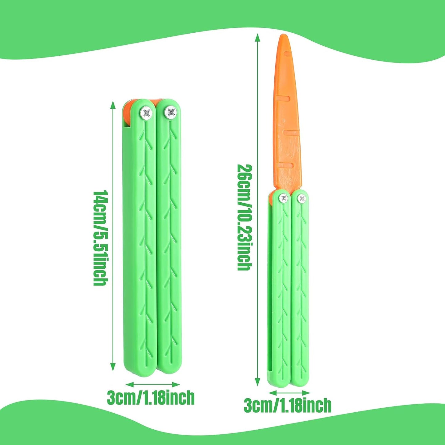 Toy Knife Carrot Knife Toy Butterfly Toy Knife Plastic Gift for Adults ADHD Fidget Toys Stress Sensory Toy for Autism Add Anxiety Relief, Large(6 Pcs, Normal)