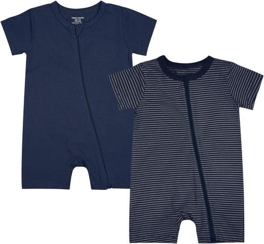 Teach Leanbh Baby Boys or Girls 2 Pack Pajamas Cotton Short Sleeve Zipper Romper Jumpsuits Sleep and Play 3-24 Months …