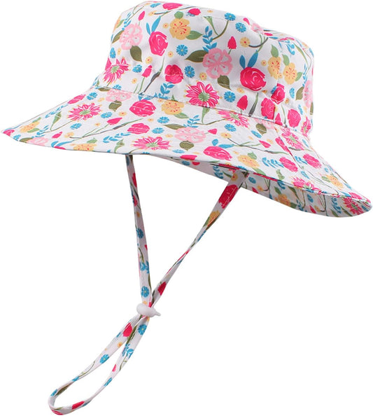 Peecabe Summer Baby Sun Hat for Boys Girls UPF 50+ Wide Brim Toddle Bucket Hat Adjustable Baby Beach Cap 0-8 Years