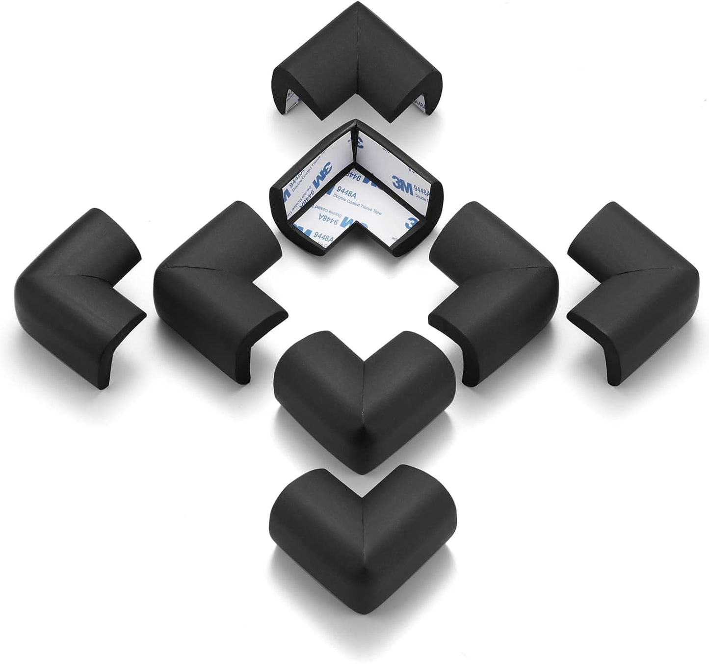 8 Pack Soft Sponge Table Corners, Corner Protector Baby, Baby Proofing Corner Guards, Pre-Taped Furniture Corner Protectors, Child Safety Furniture Bumper, Corner Protectors for furniturey, Black