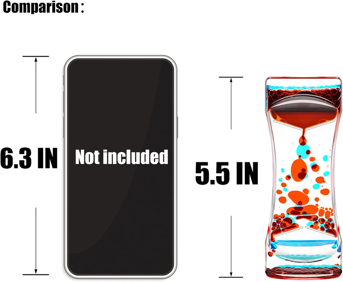 Red Blue Liquid Motion Bubbler Timer Set of 1 for Sensory Toys, Fidget Liquid Timer for Kids Adults, Autism Toys, Relaxing Activity, Oil Water Home Office Desk Toys, Stocking Filler Gift