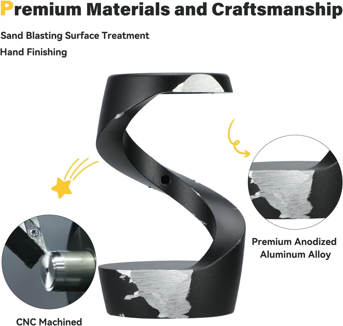 Kinetic Optical Illusion Toys, Kinetic Desktop Fidget Spinner Toys, Cool Gadget Desk Toy Fidget Toys Gift for Various Holidays, Kinetic Spinner Ball Relieve Stress Anxiety for Kids and Adults (Black)