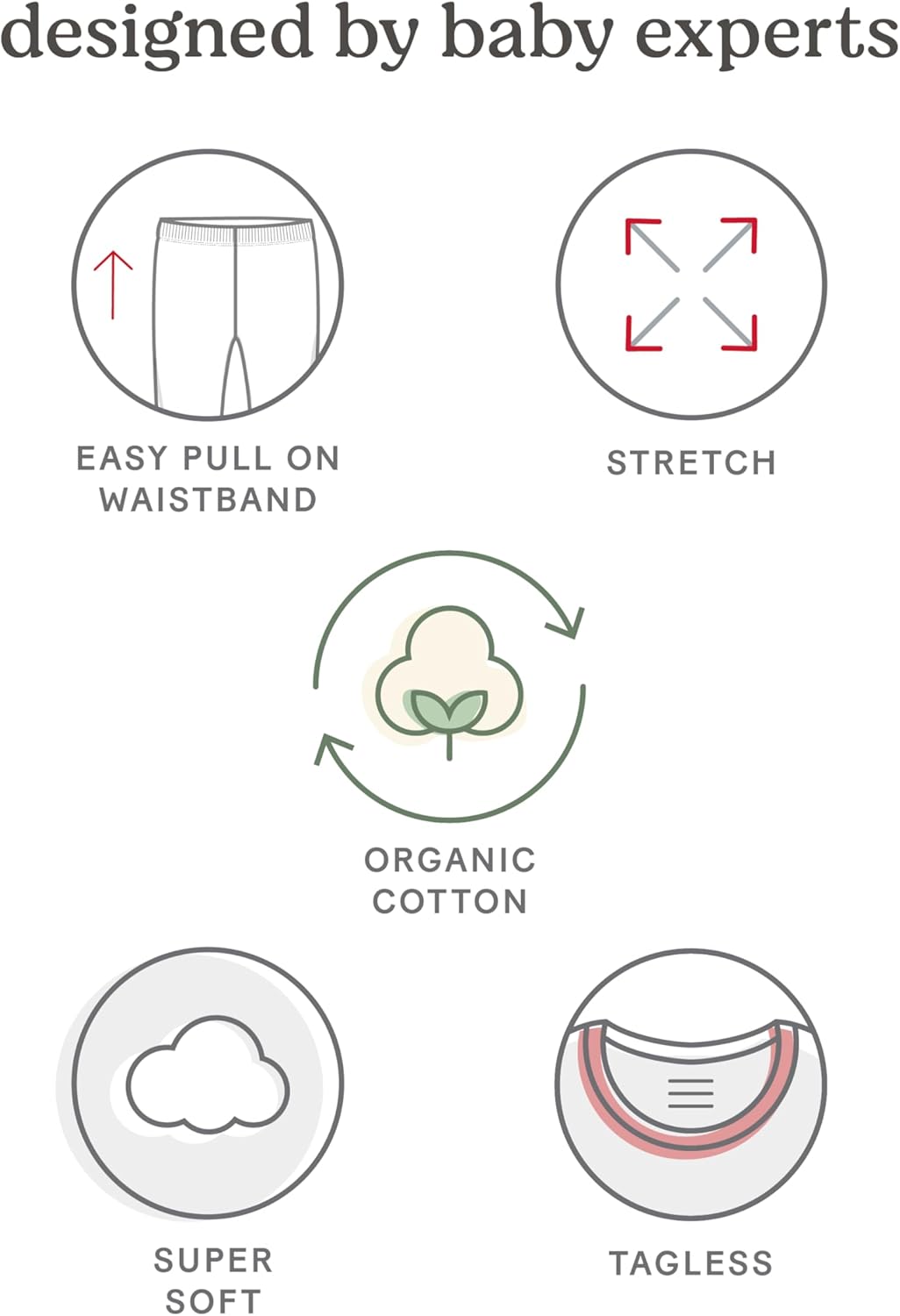 Huggies Baby 4-Pack Pants, Mid Grey Heather/Stripe