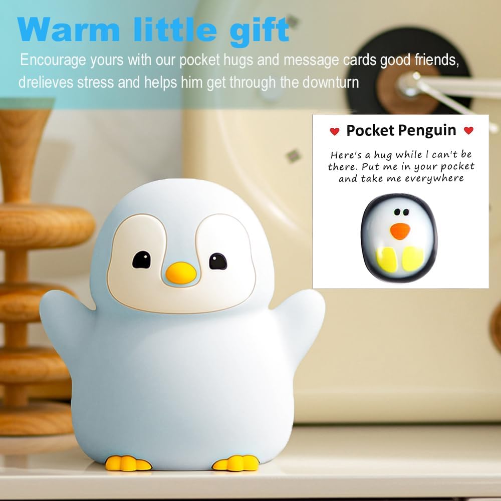 Cute Penguin Night Light for Kids Bedroom, Animal Silicone Nursery Night Lamp Touch Control Nightlights USB Rechargeable Bedside Lamp for Baby Children Toddlers Girls Gift