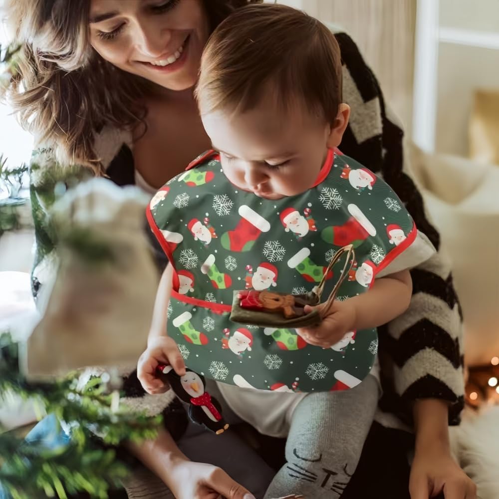 Baby bibs Waterproof Toddler bib - Feeding bib with Pocket for Infant Boy Girl Washable 6-36M