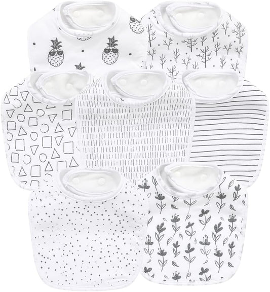 7 Pack Baby Cotton Absorbent Bibs for Drooling Teething