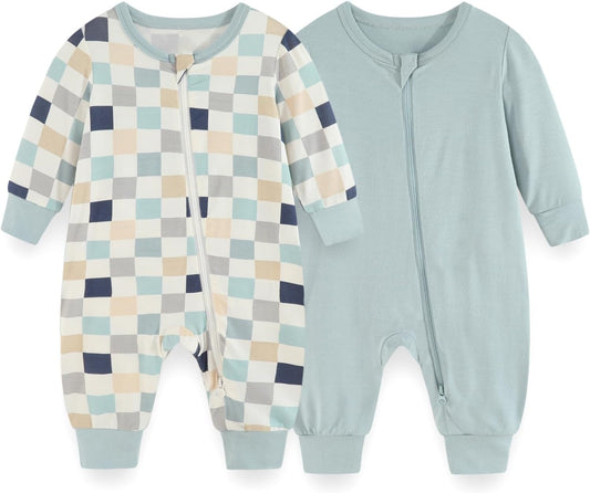Unisex Rayon Made from Bamboo Zipper Baby Boy Girl Rompers 2 Pcak Long Sleeve Infants Jumpsuits New Born Clothes