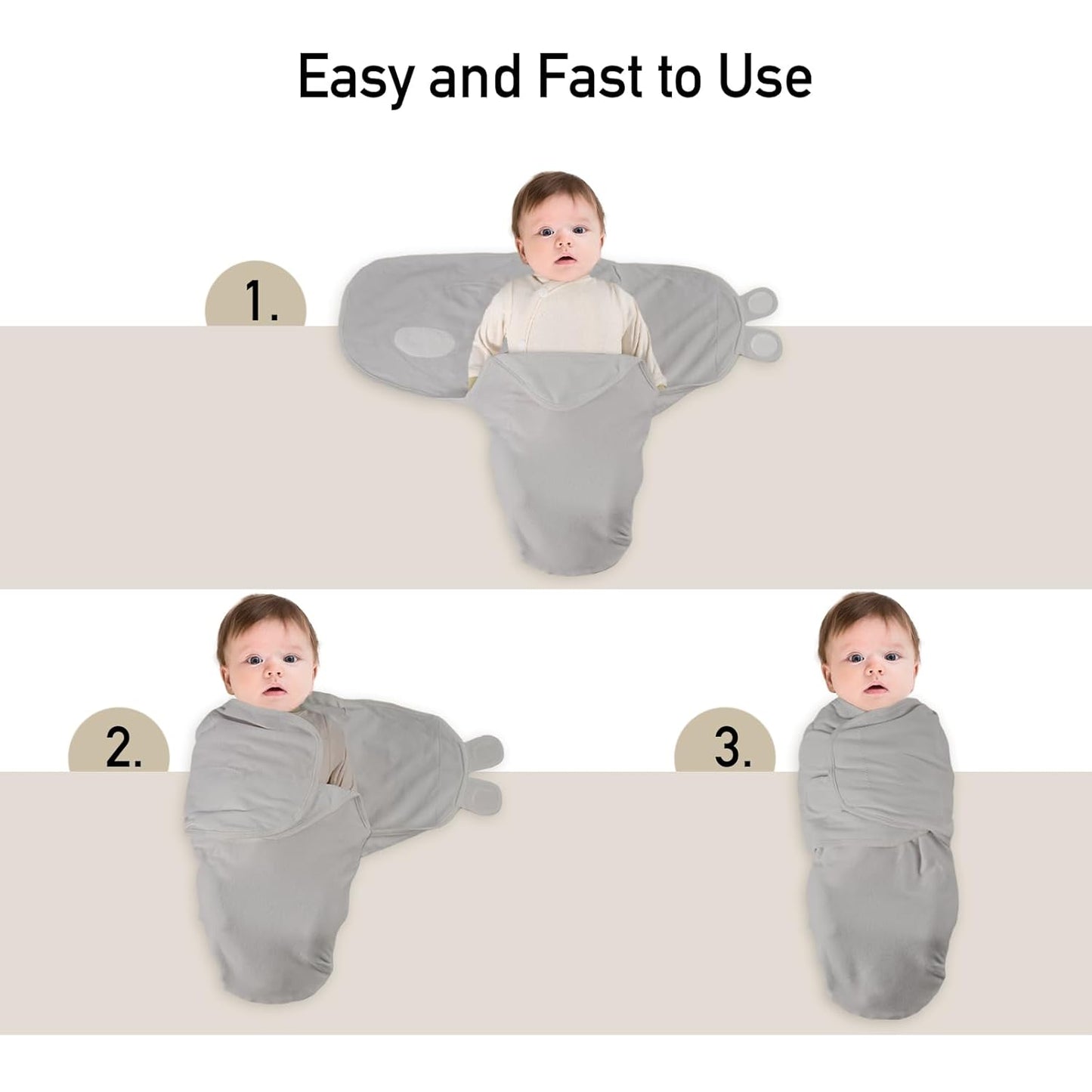 Organic Baby Swaddle Sleep Sacks, 3-Pack Swaddles for Newborns Baby Essentials, Infant 0-3 Months, 100% Cotton Soft & Snug Adjustable Wrap Nursery Swaddling Blankets Improves Sleep