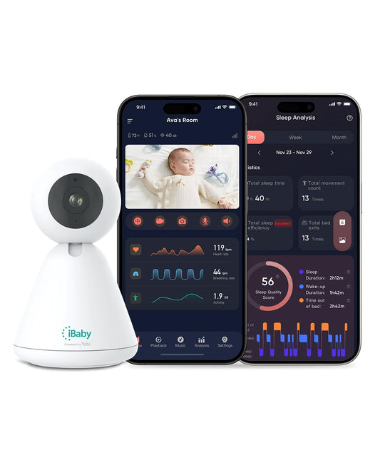 iBaby i20 Smart Baby Monitor & Wall Mount - 1080P Video Camera, Contactless, Monitor Heart Rate, Breathing & Sleep,Sound Machine, No Subscription, 2-Way Audio, Cry & Safety Alerts, Night Vision