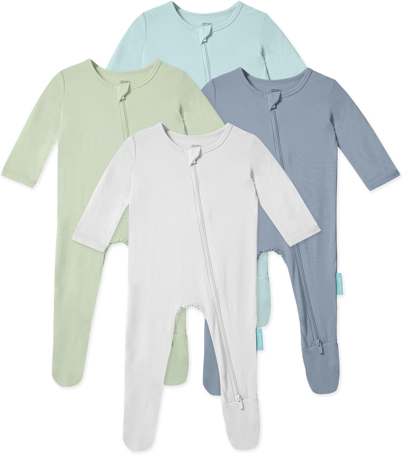 Baby Zipper Footie Pajamas, Supersoft Bamboo Rayon Baby Footed Pjs Boy Girl 0-3-6-9-18-24 Month Coverall Sleepers