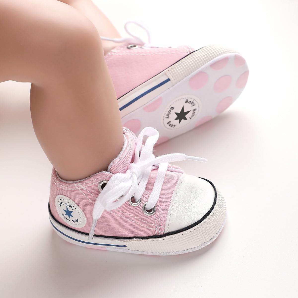 Unisex Baby Girls Boys Canvas High-top Shoes, Newborn Infant Anti-Slip Soft Sole Frist Walking Breathable Sneakers