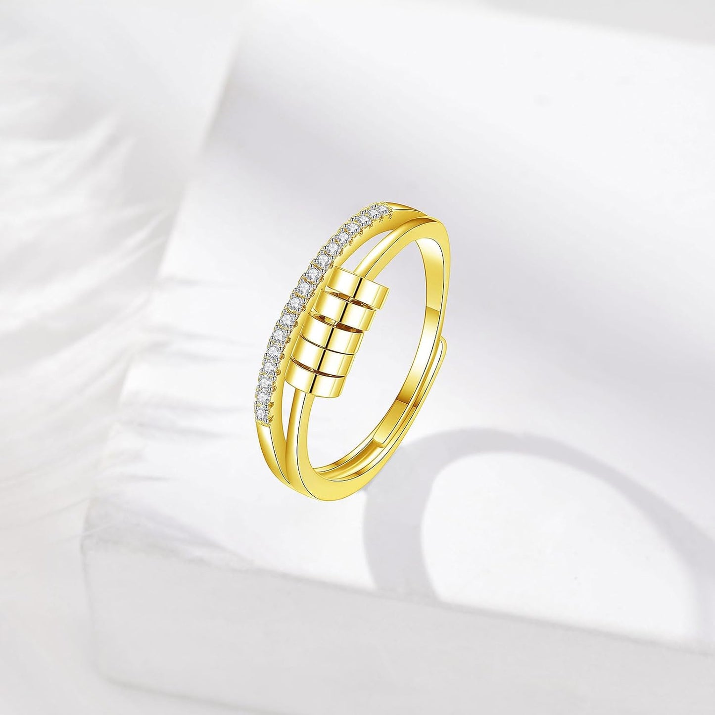 INFUSEU Funny Spinner Fidget Rings for Women Girls Anti Anxiety Stress Worry, Adjustable Size