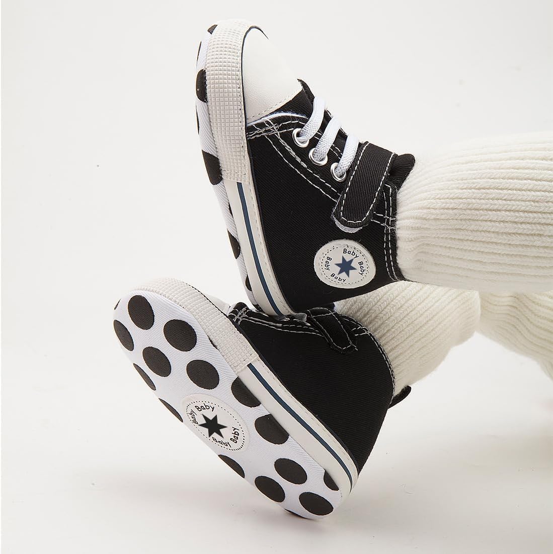 Unisex Baby Girls Boys Canvas High-top Shoes, Newborn Infant Anti-Slip Soft Sole Frist Walking Breathable Sneakers