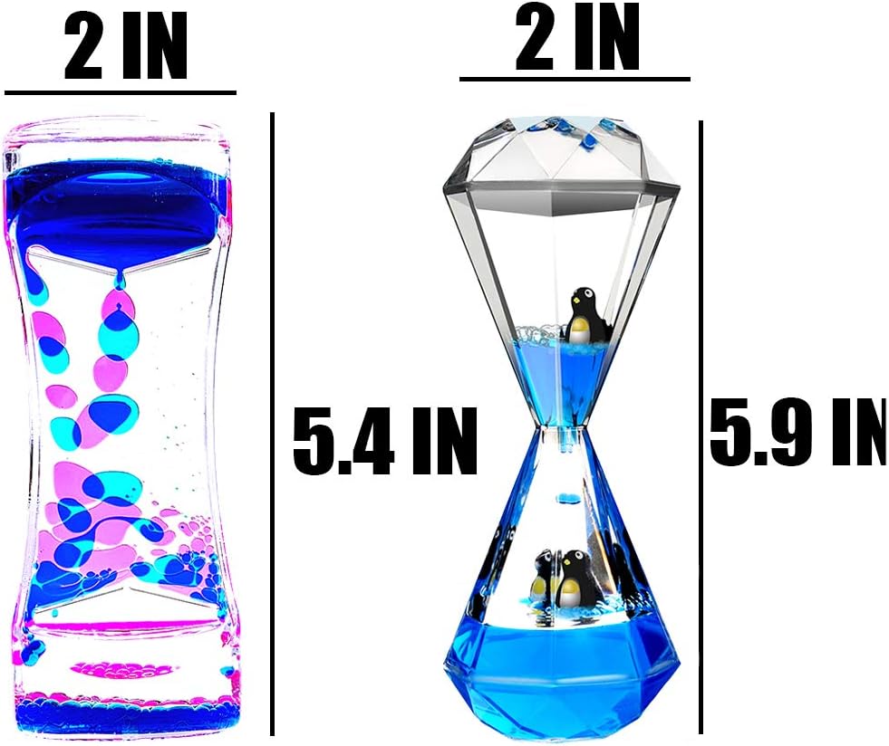 Liquid Motion Bubbler Timer 3 Pack Colorful Marine organism Theme Hourglass Timer Sensory Toys Children Activity Toys Calm Relaxing Desk Toys Anxiety Toys Autism Toys ADHD Fidget Toys