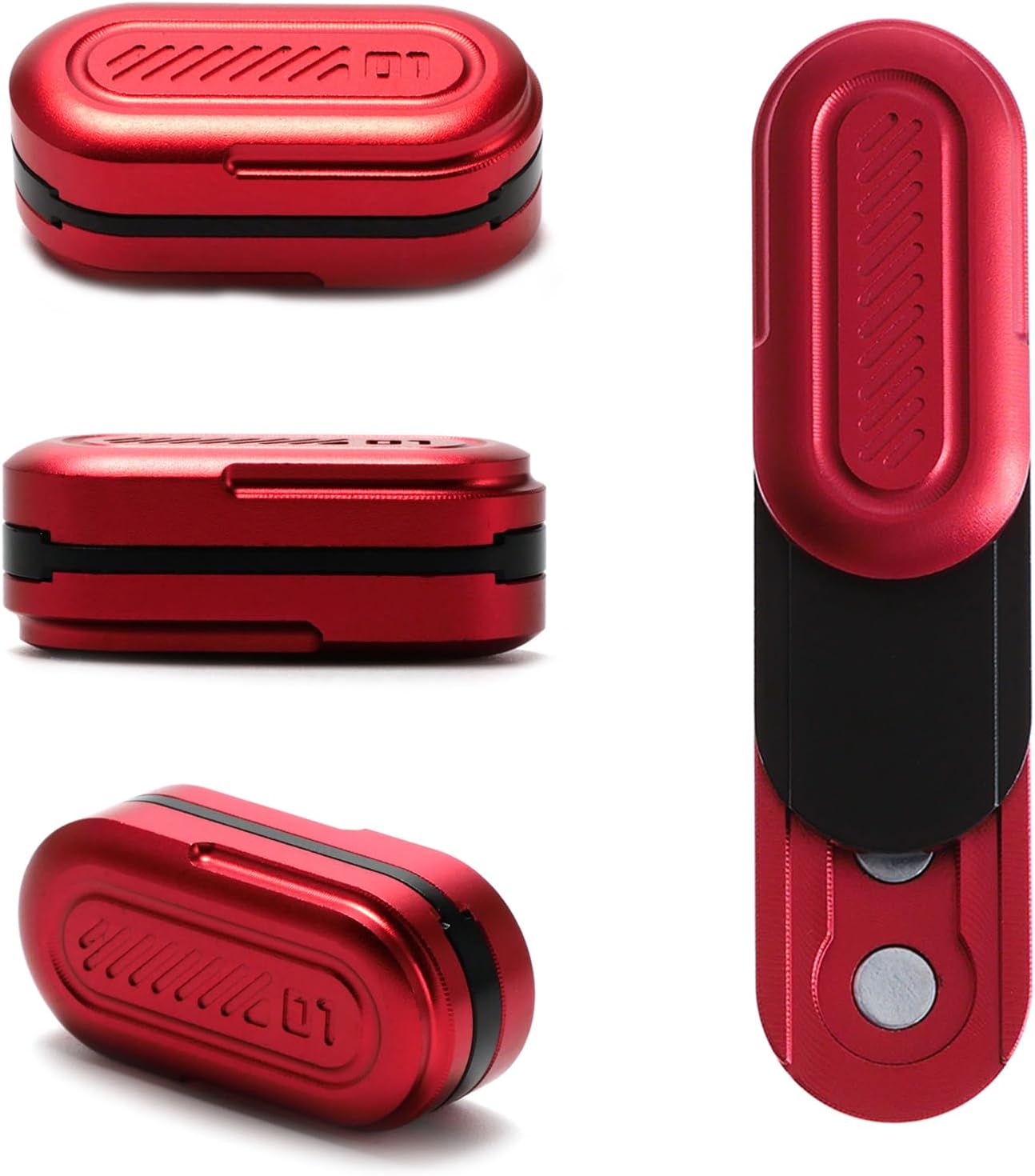 Mini Fidget Slider, Metal Card Fidget Slider Fidget Keychain Fidget Blocks Kit Adult Anxiety Anti Stress (#1 - Red)